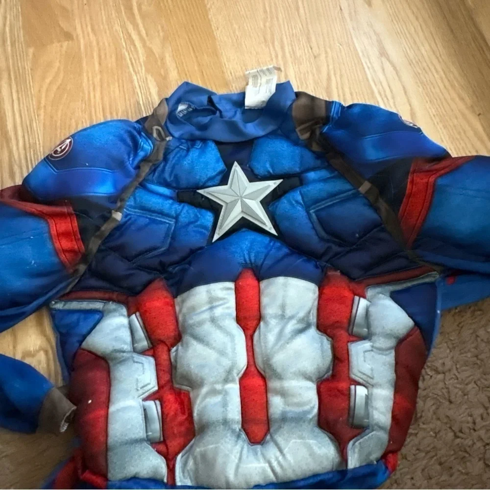 Marvel Captain American Bodysuit Costume Large 12-14 Kids Muscles Halloween